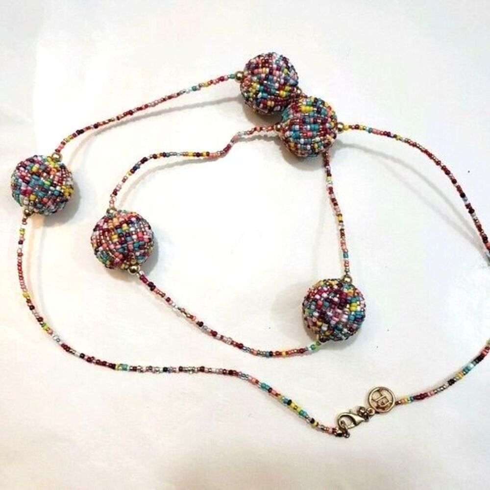Erica Lyons Necklace Women Multicolor Long Beaded 39" end to end EL Signed